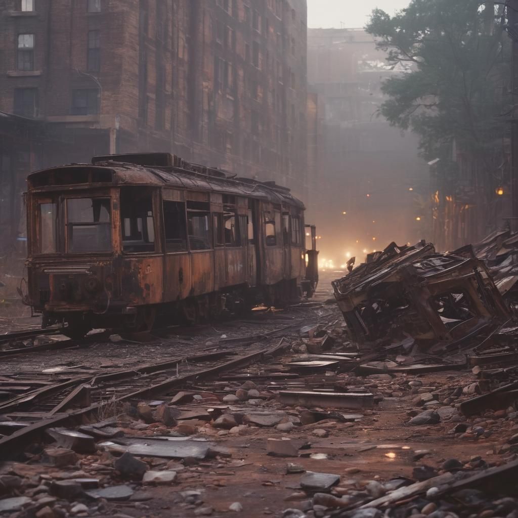 Deserted Terminus at Dusk: Cinematic Film Still