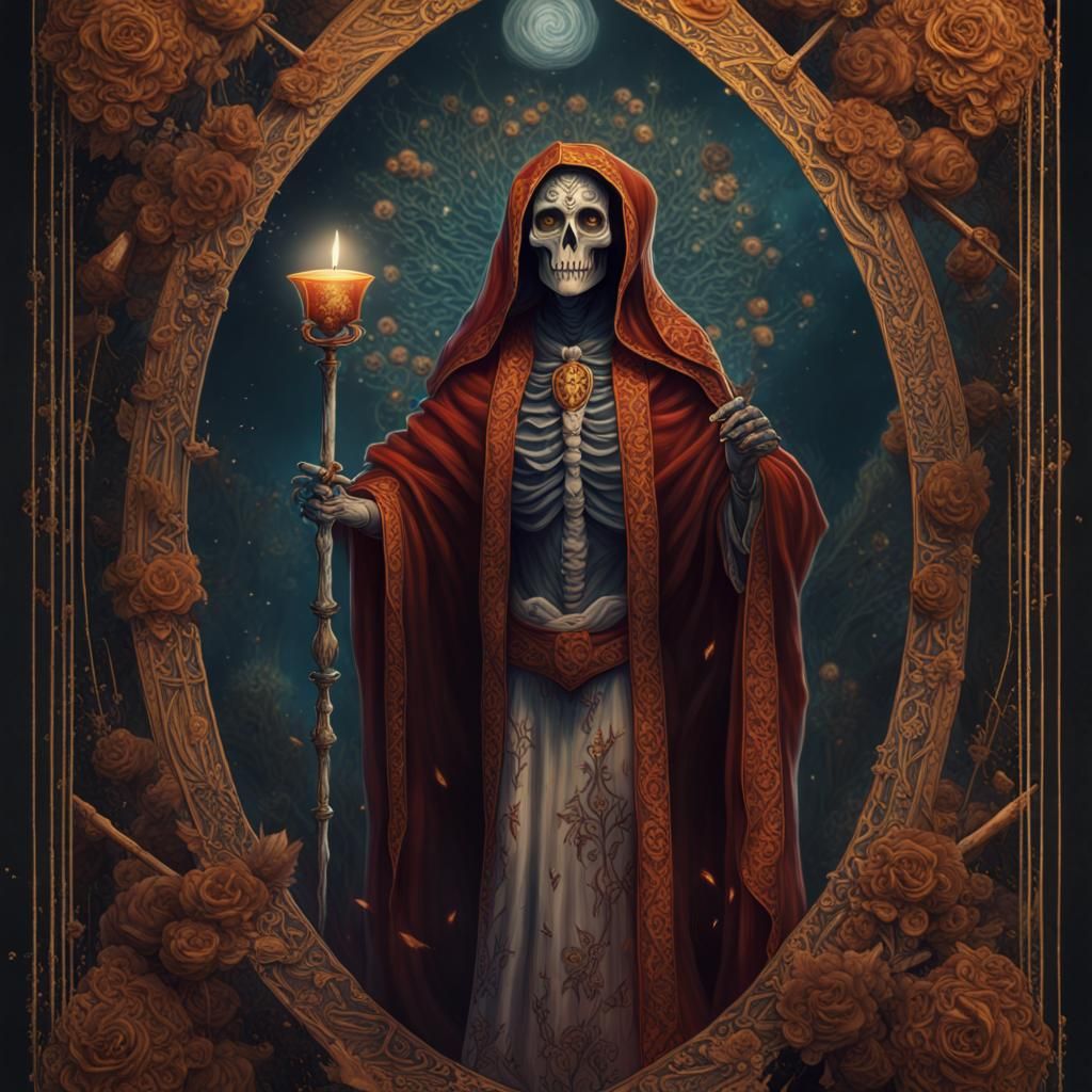 Santa Muerte Tarot Card Matte Painting