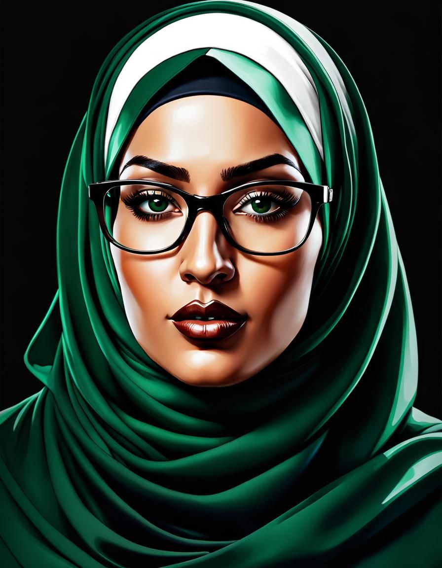 Psychedelic Pop Art Portrait of Hijabi Woman