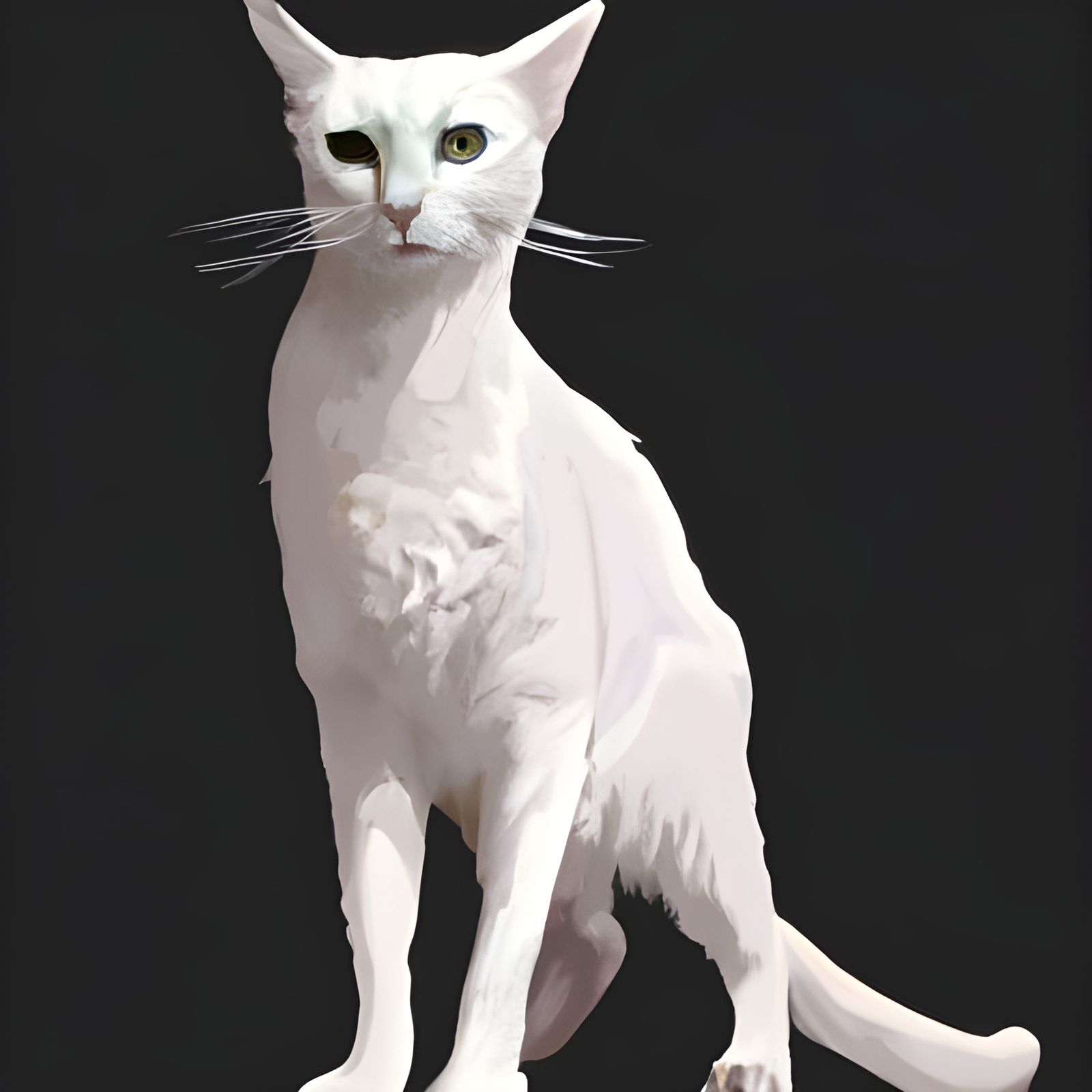 White Cat in Australian Outback: Airbrush Vector Art