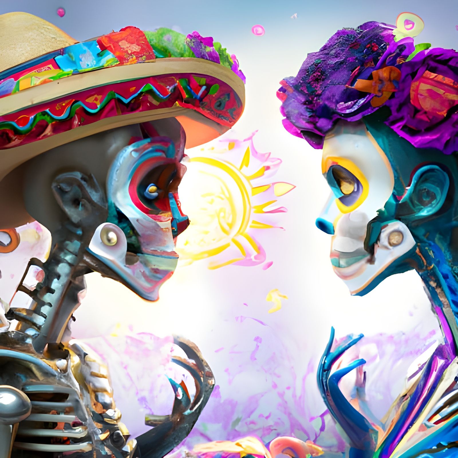 Cybernetic Catrina and Catrin Face to Face