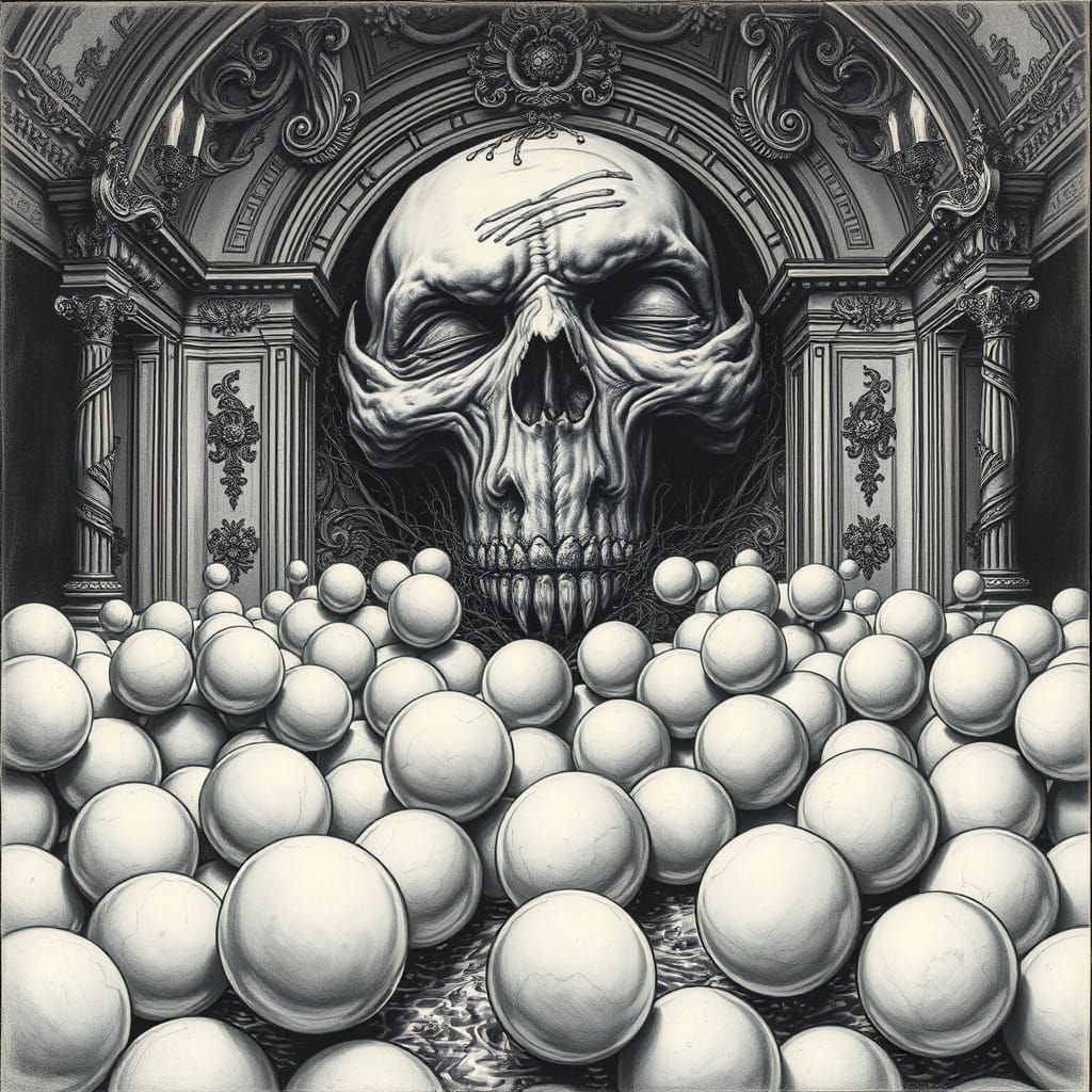 Surreal Face Emerges in Baroque Charcoal Drawing