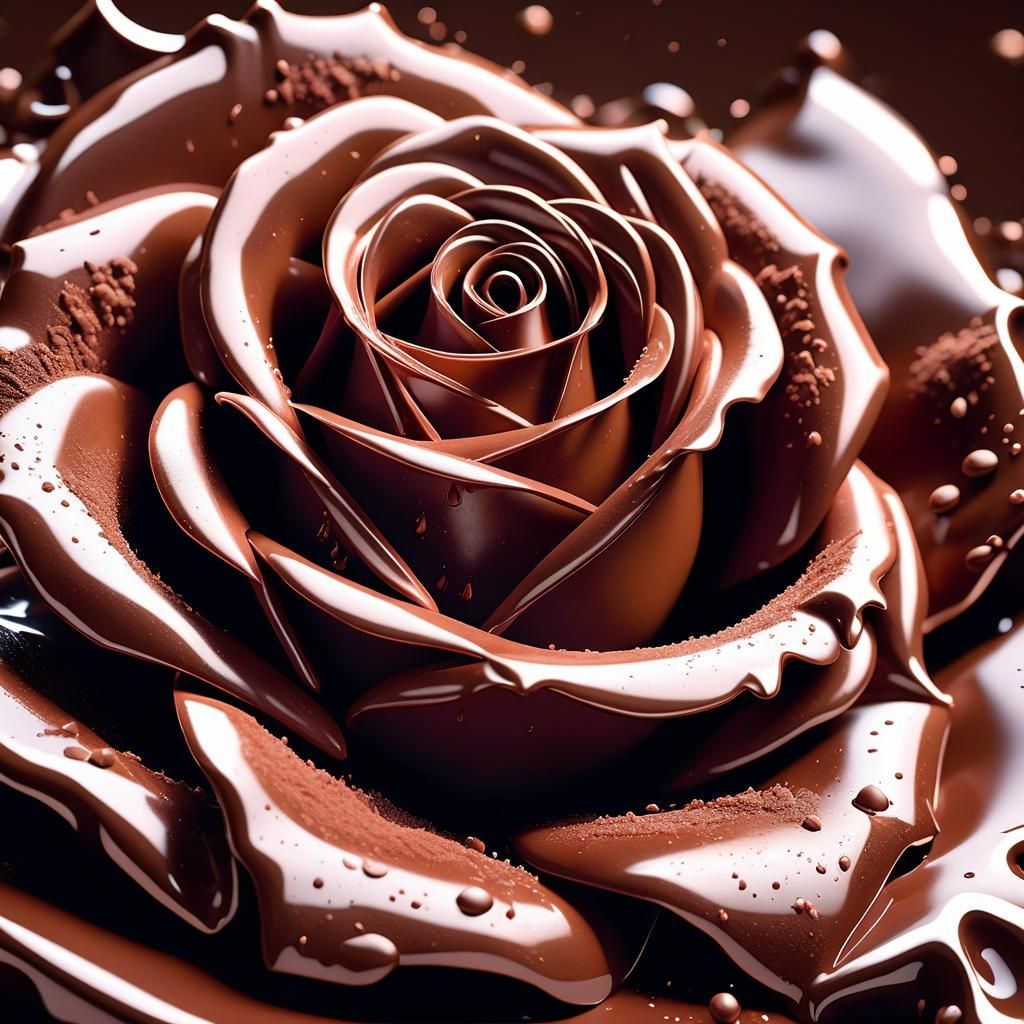 Delicious Chocolate Rose in Splash Art Style