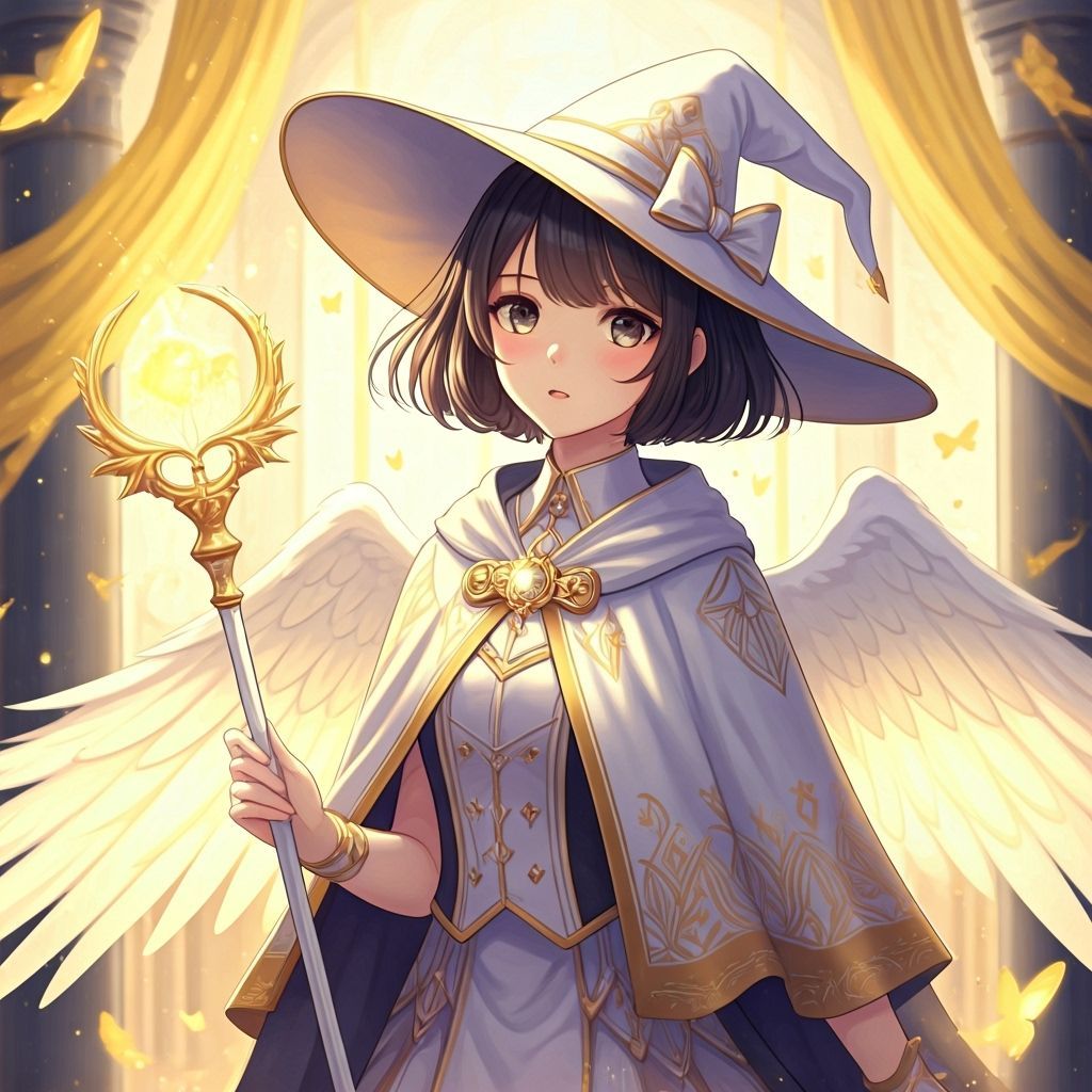 Anime Angel Witch with Golden Scepter