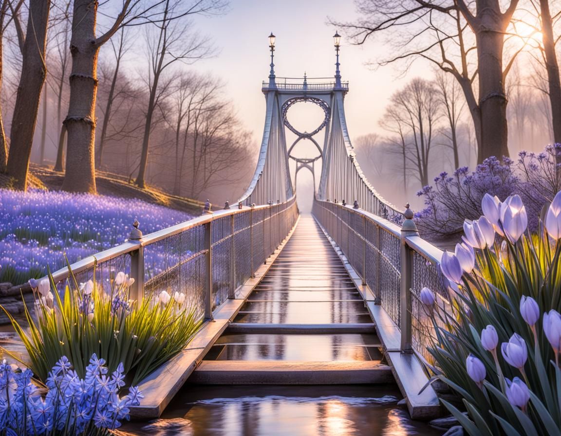 Silver Suspension Bridge at Magic Hour