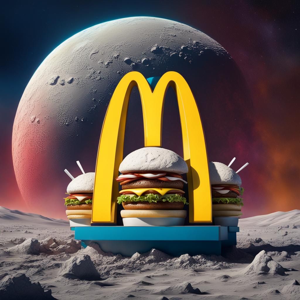 Hyperrealistic McDonald's on the Moon Concept Art