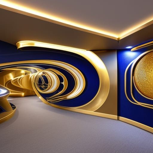 Futuristic Art Deco Spaceship Interior