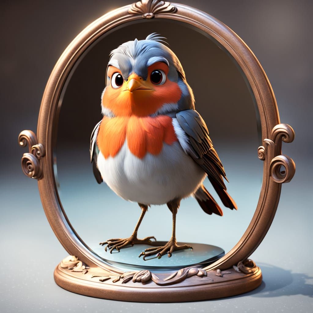 Robin Gazes Proudly: 3D Animated Bird
