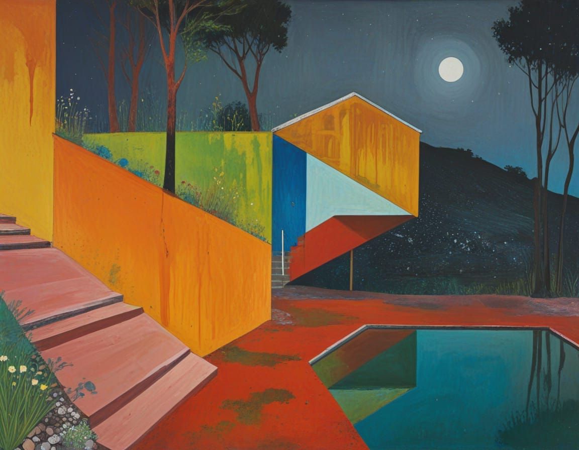 Landscape in Dreamy Moonlit Colors