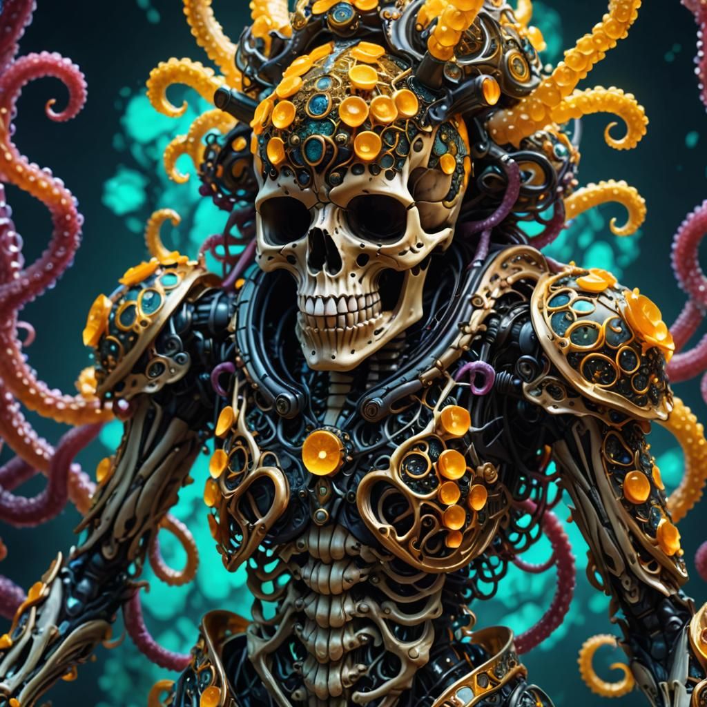 Tentacle Demon Skeleton in Honeycomb Armor