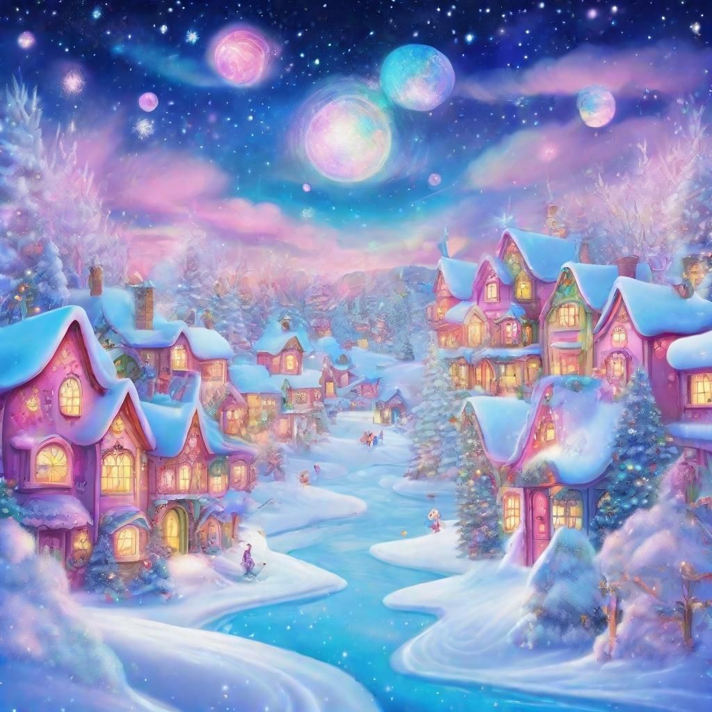 Elves Build Candycore Christmas Village in Astral Illustrati...