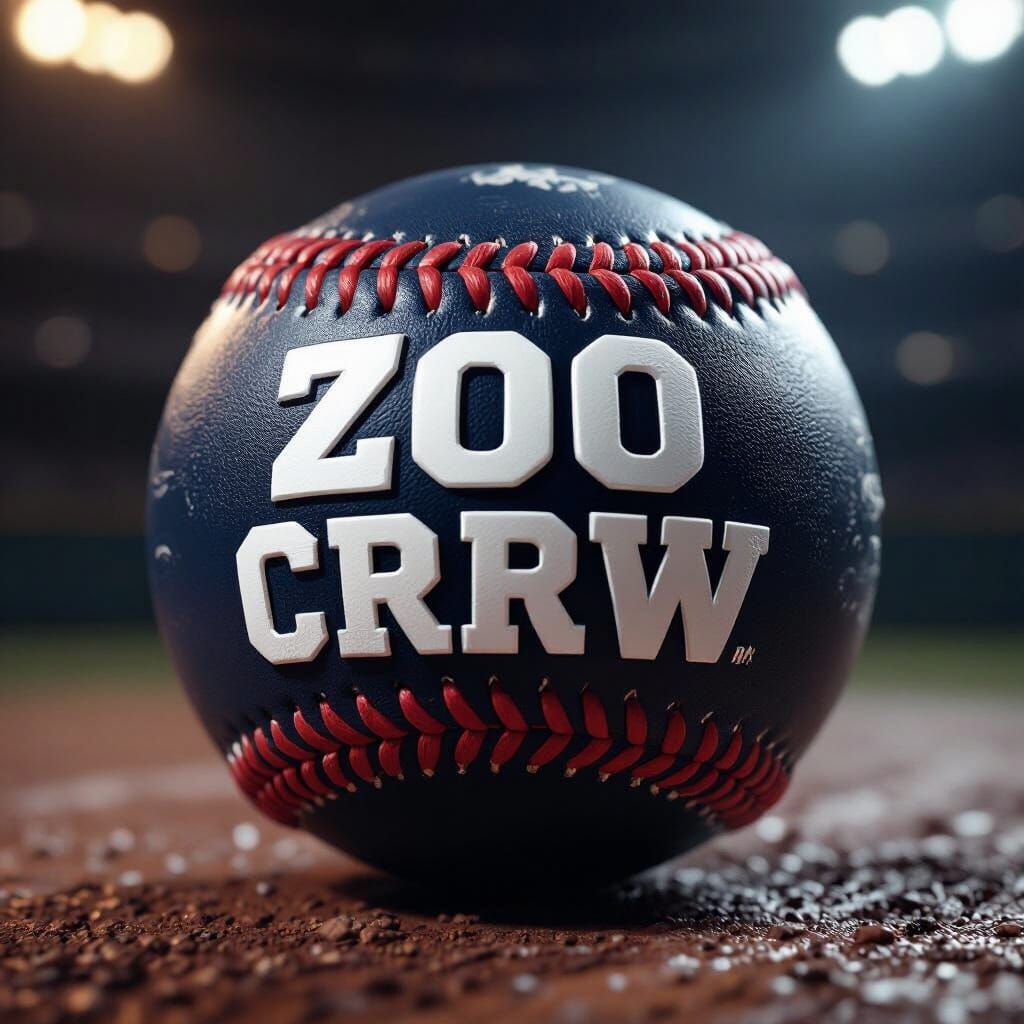 Photorealistic Baseball with "ZOO CRRW" Lettering