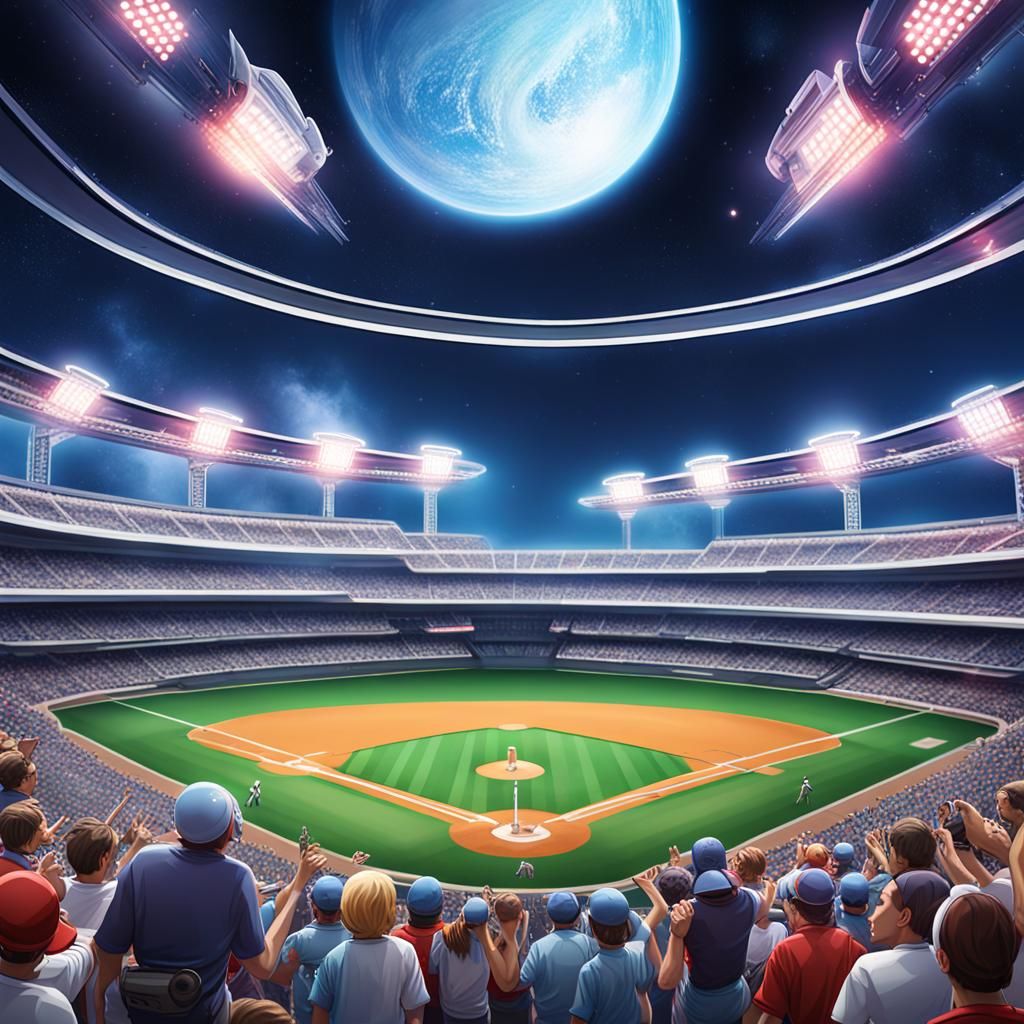 Galactic Space Baseball Game with Spaceships