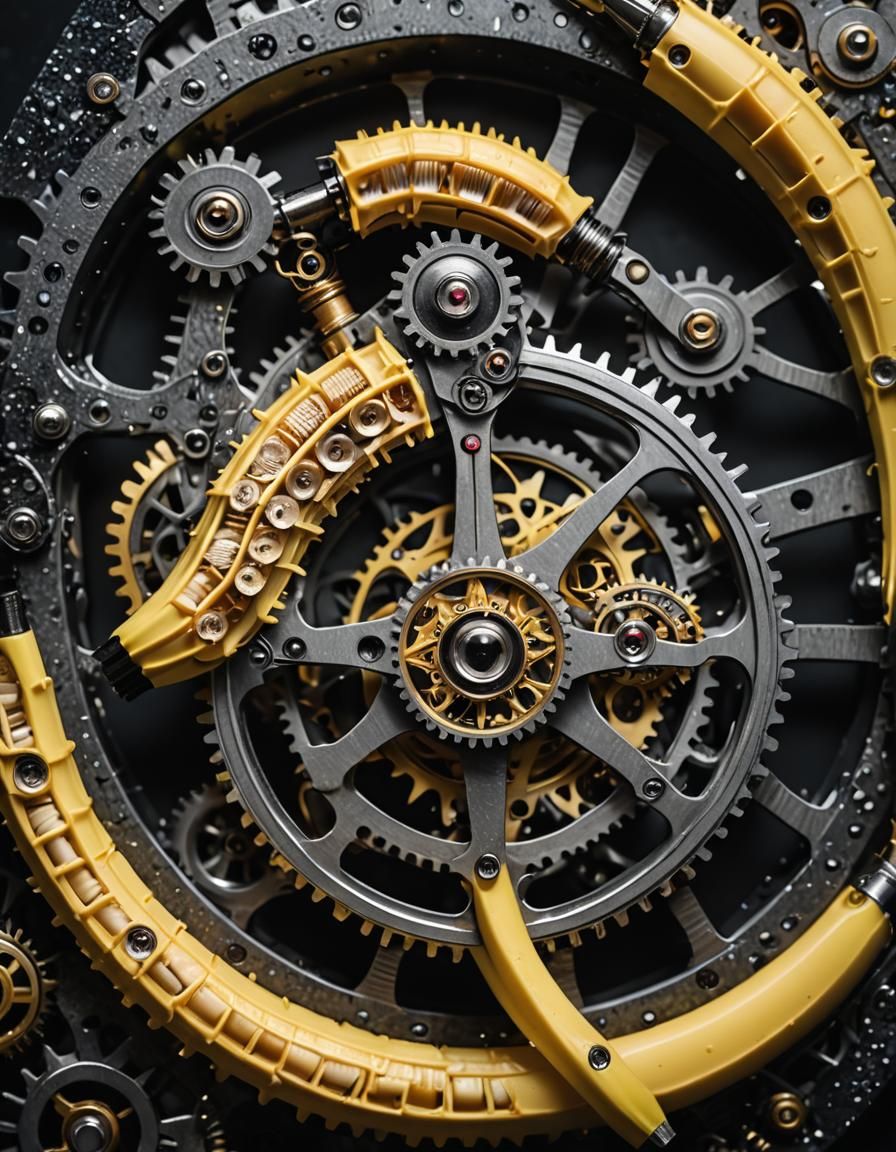 Mechanical Banana Movie Poster with Intricate City Bike