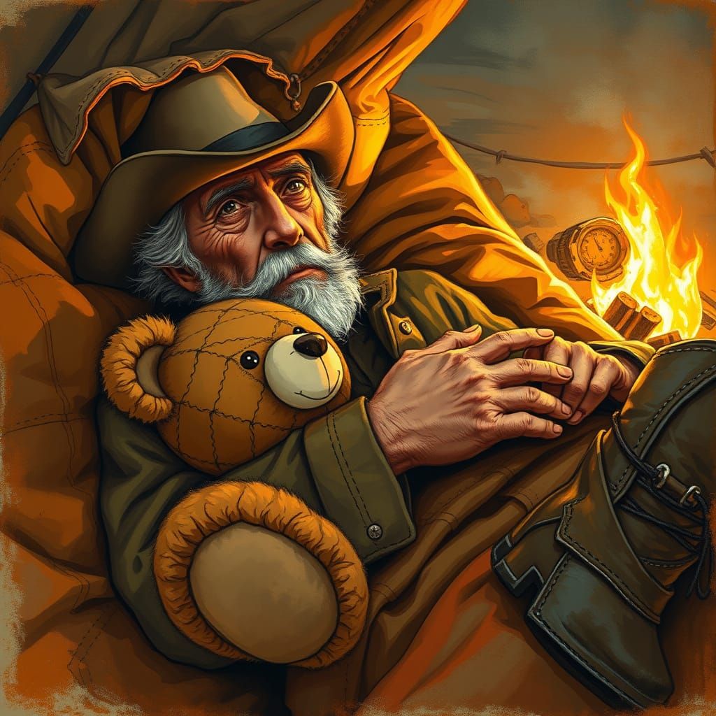 Weathered Cowboy in Sunset Glow