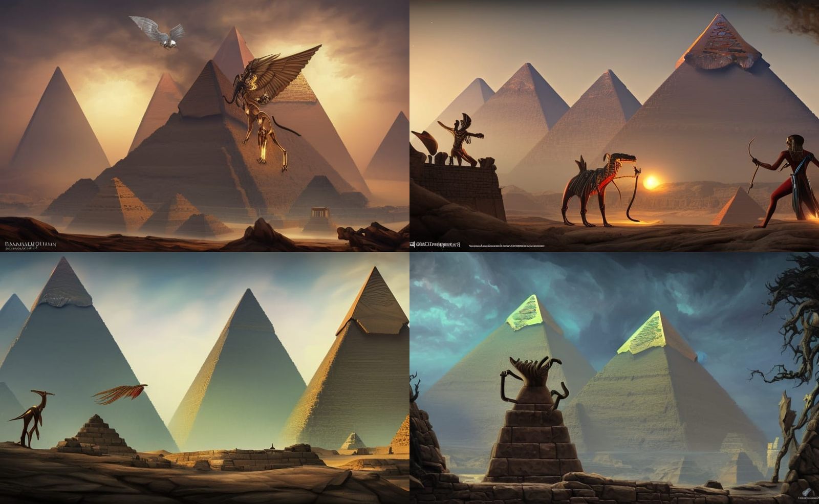 Evil Egyptian Monsters Attack Pyramid in Hyper-Realism