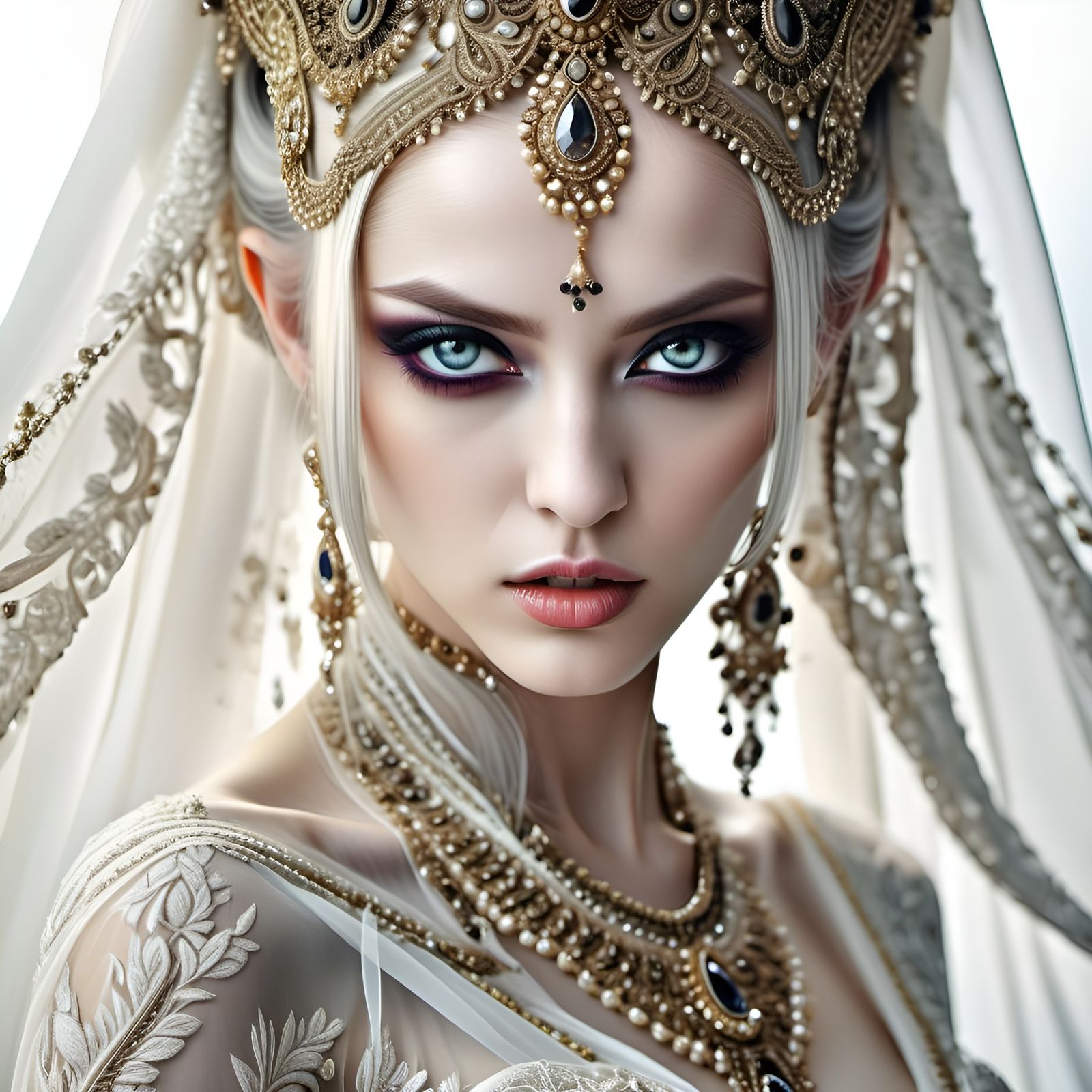 Gothic Bride Goddess Portrait in Fantasy Art Style