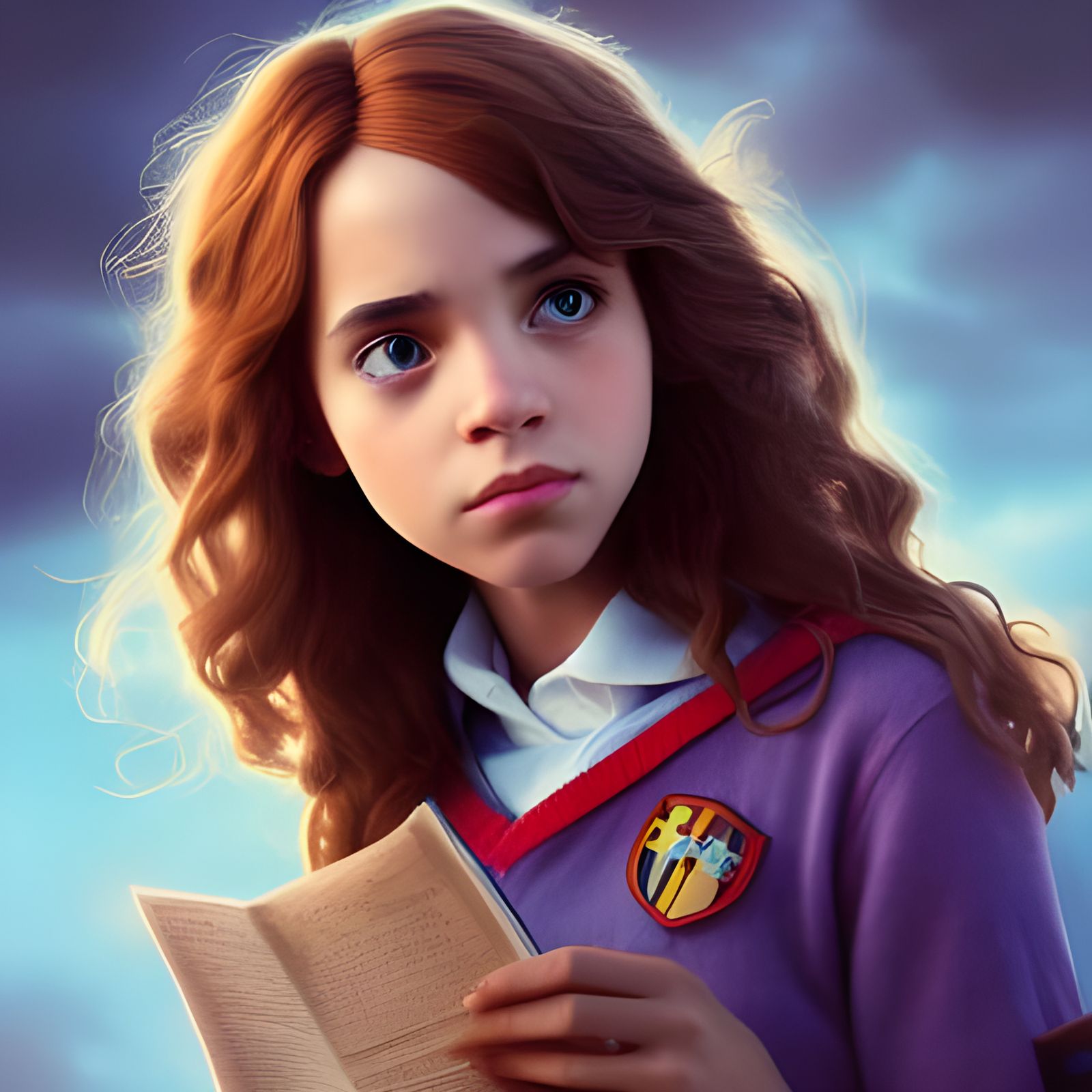Hermione Granger: Detailed 3D Render in Pixar Style