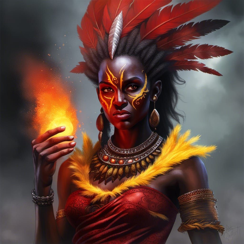 Dark Elf Sorceress Casting Fire Spell