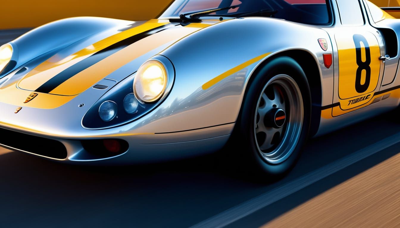 Retro Racing Car in Hyper-Realistic Digital Art
