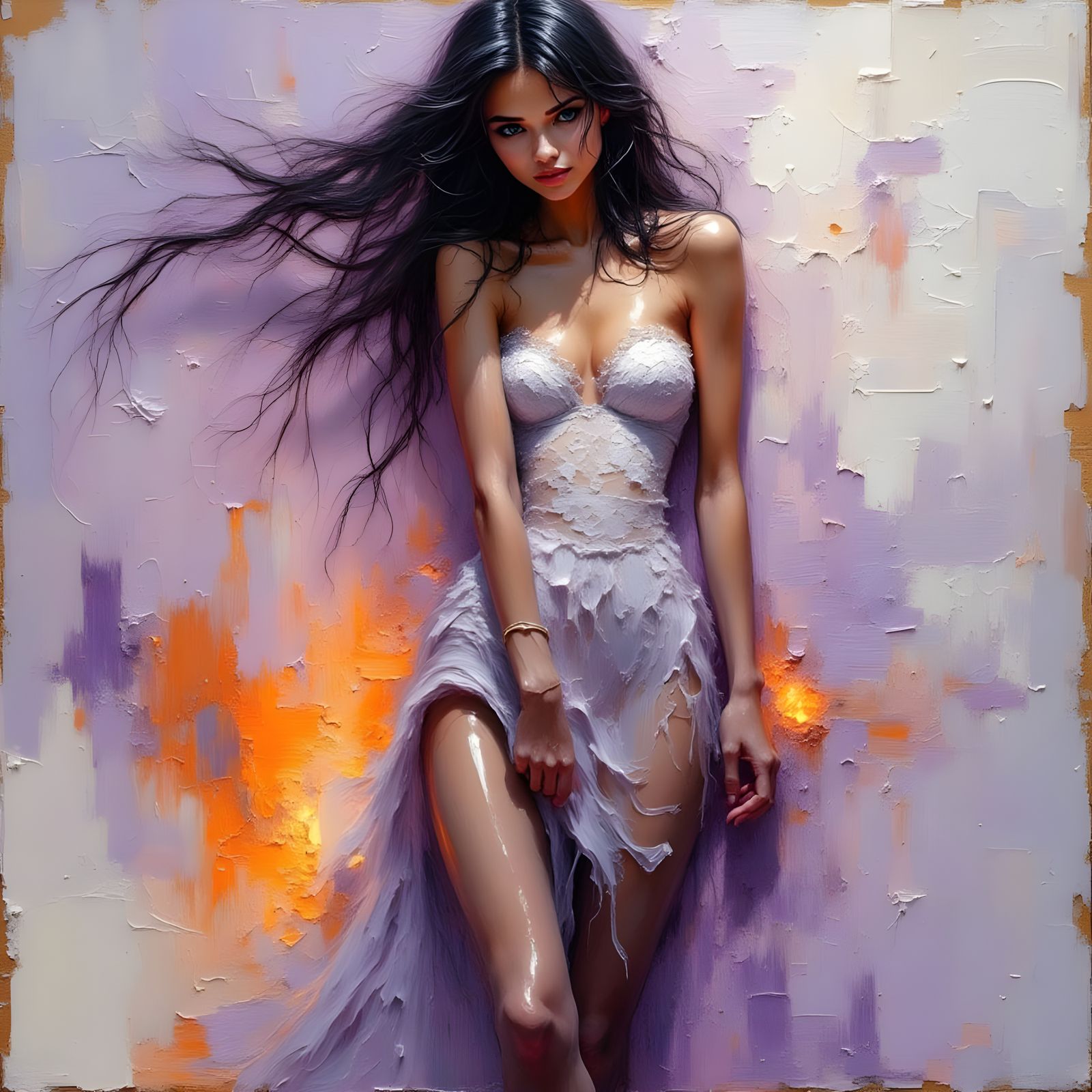 Impasto Oil Painting of a Sensual Woman