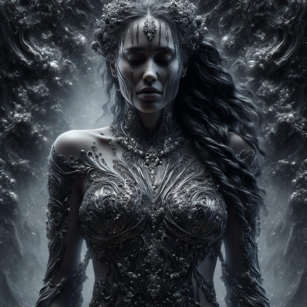 Heartbroken Viking Woman with Fractal Skull