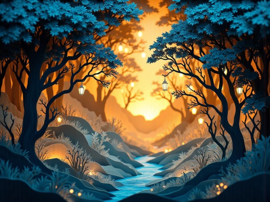 Enchanted Forest Papercut Shadowbox Diorama