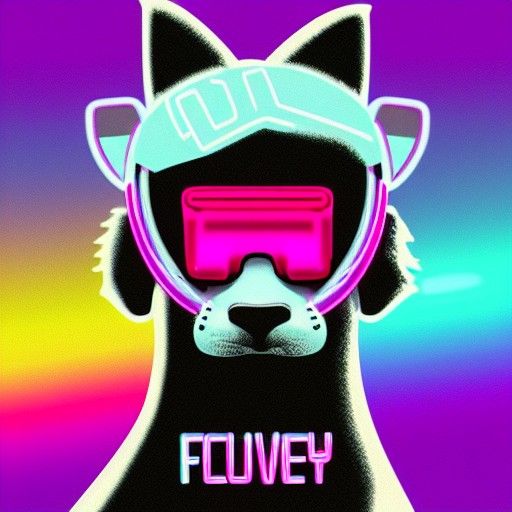 Furry Character in Synthwave Neon Retro Style