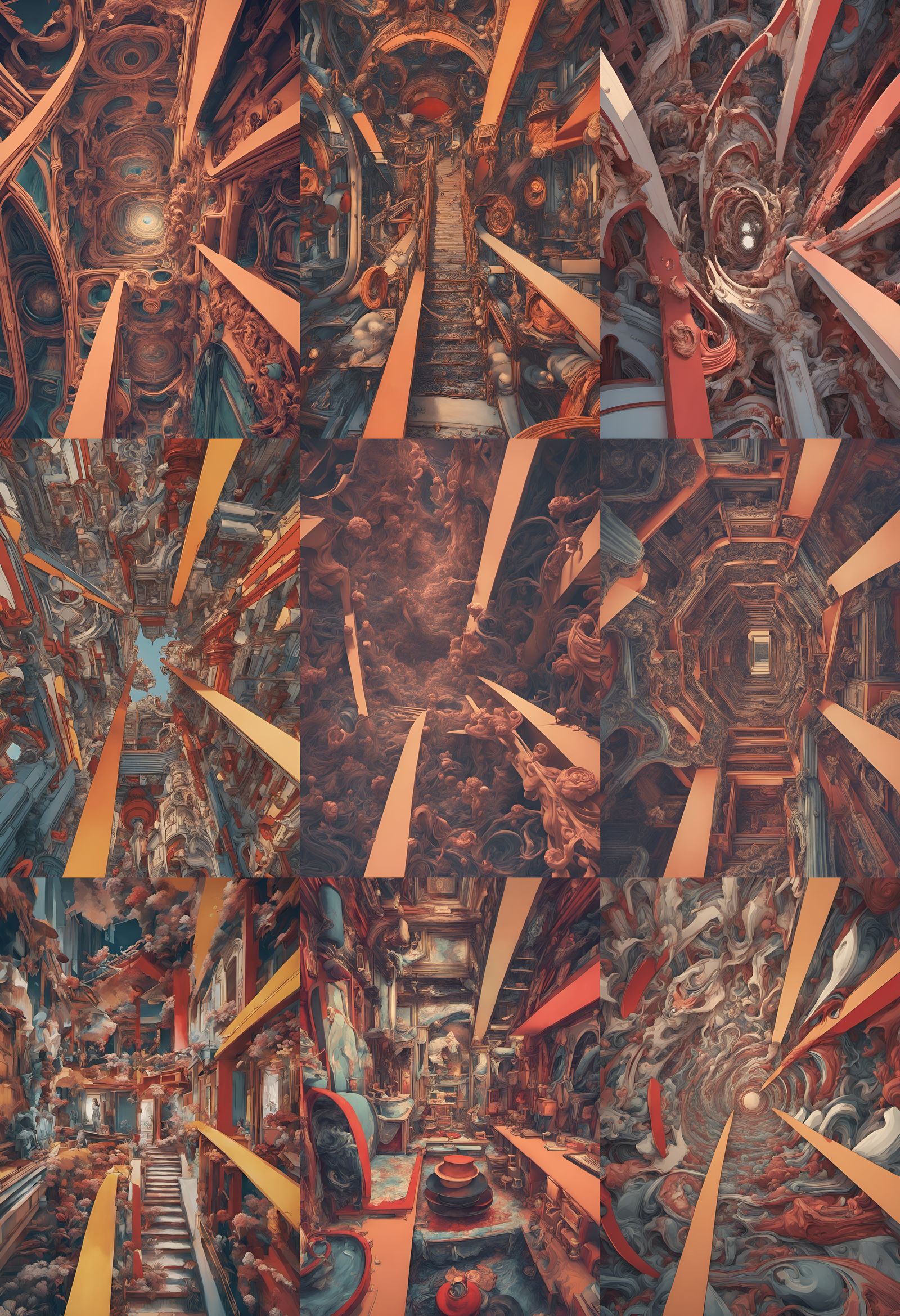 Elaborate Abstract House Flow in Maximalist Style