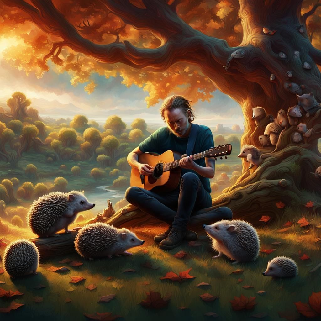 Musician's Fireside Concert for Hedgehogs: Matte Painting