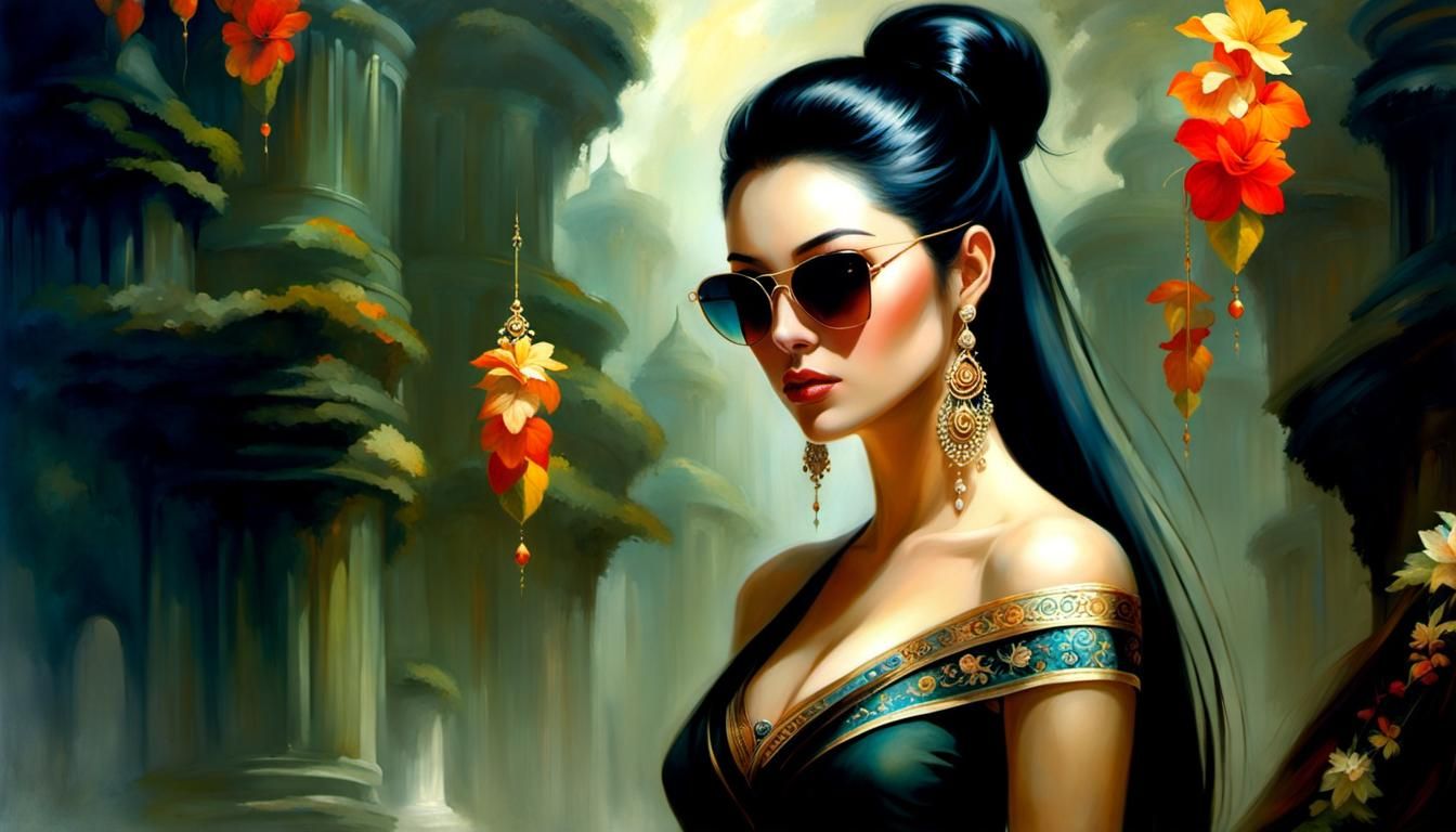 Beautiful Asian Girl Portrait in Hyperrealism Style