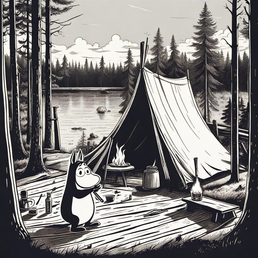 Angry Moomin Rolls Cigarette in Moominland