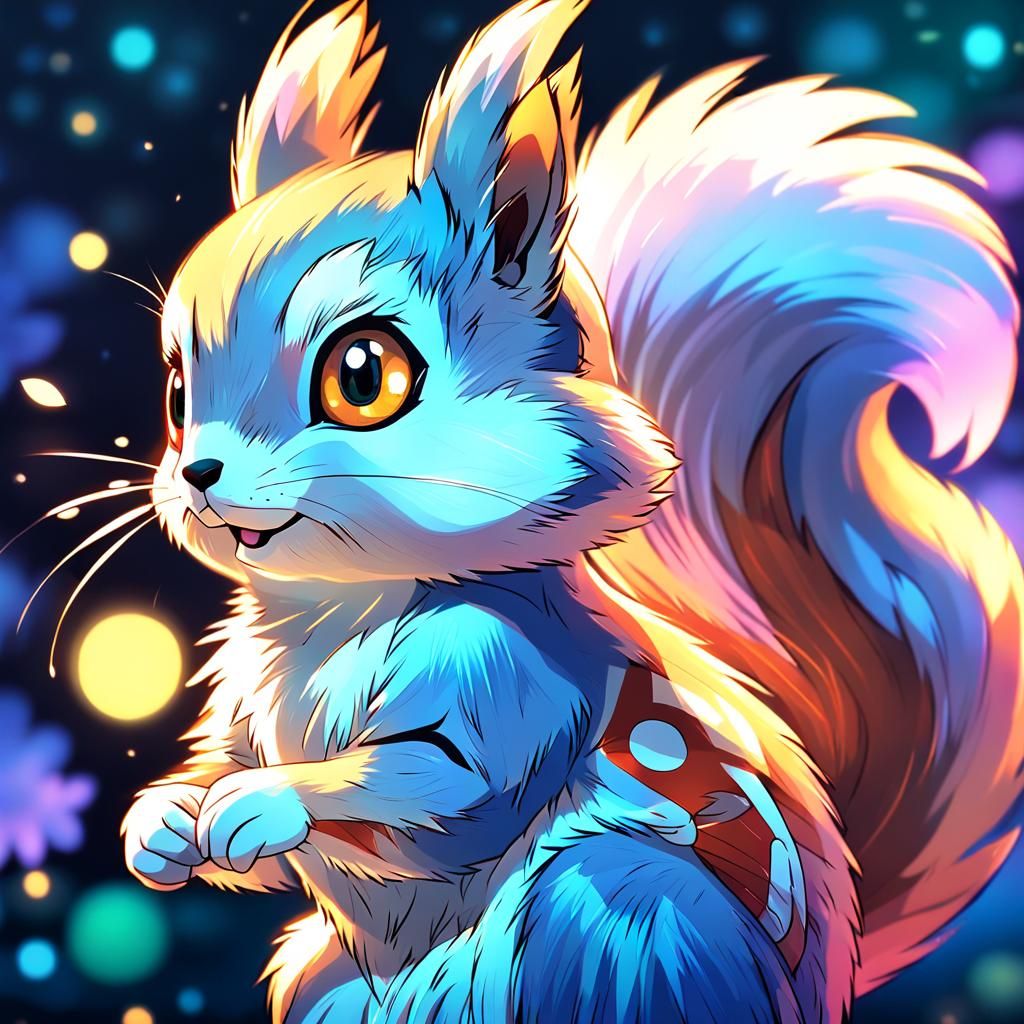 Anime Pokémon Squirrel Portrait in Digital Manga Style