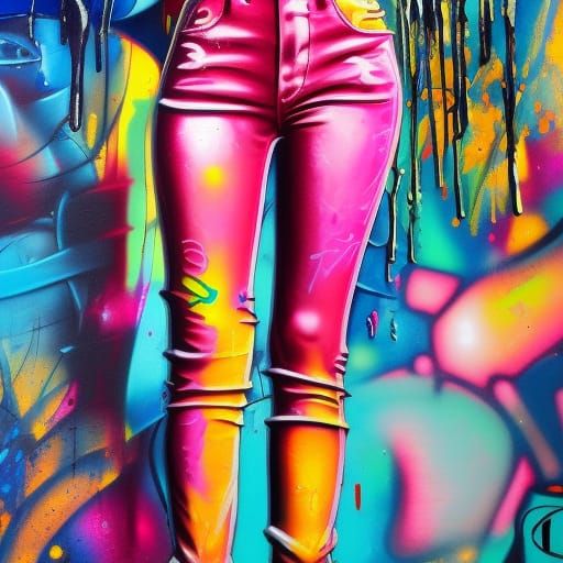 Graffiti Art Jeans in Spray Paint Style