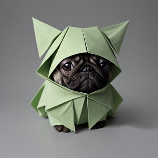 Delightful Origami Pug Dog Art