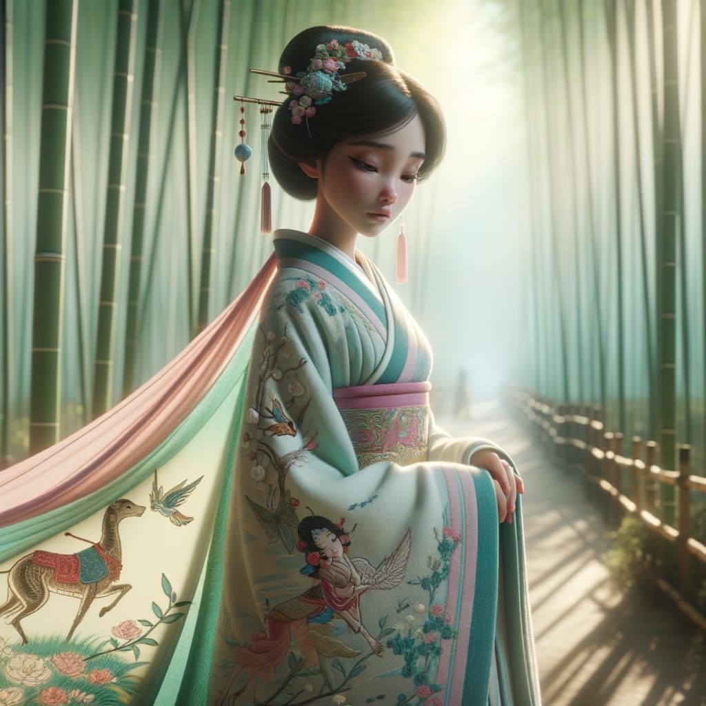 Hispanic Lady in Hanfu, Classical Animation Style