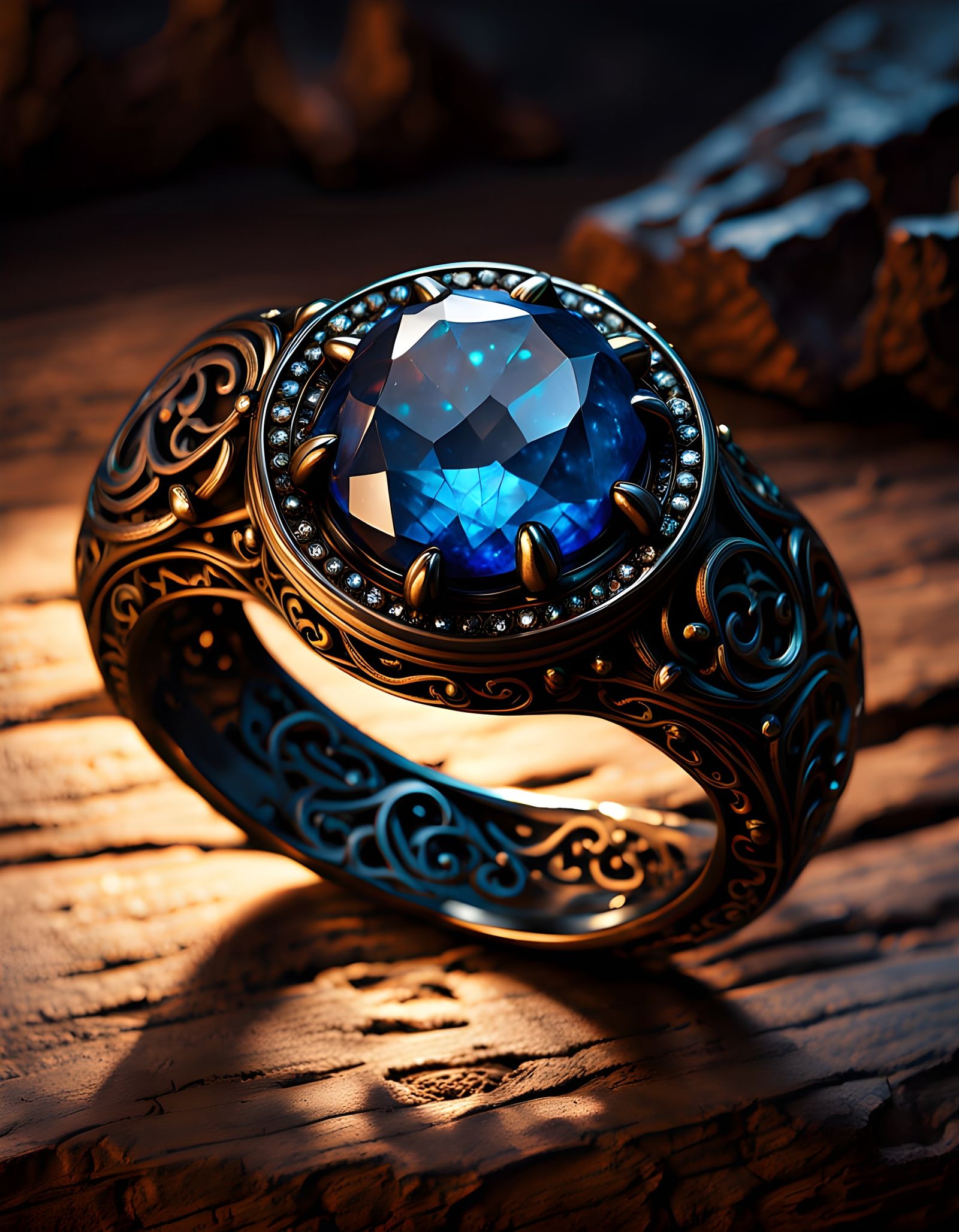 Mysterious Ancient Arcane Ring in Darkened Chamber