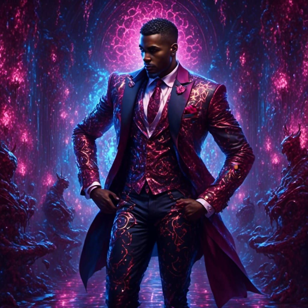 Jazzy Suited Man with Volumetric Lighting