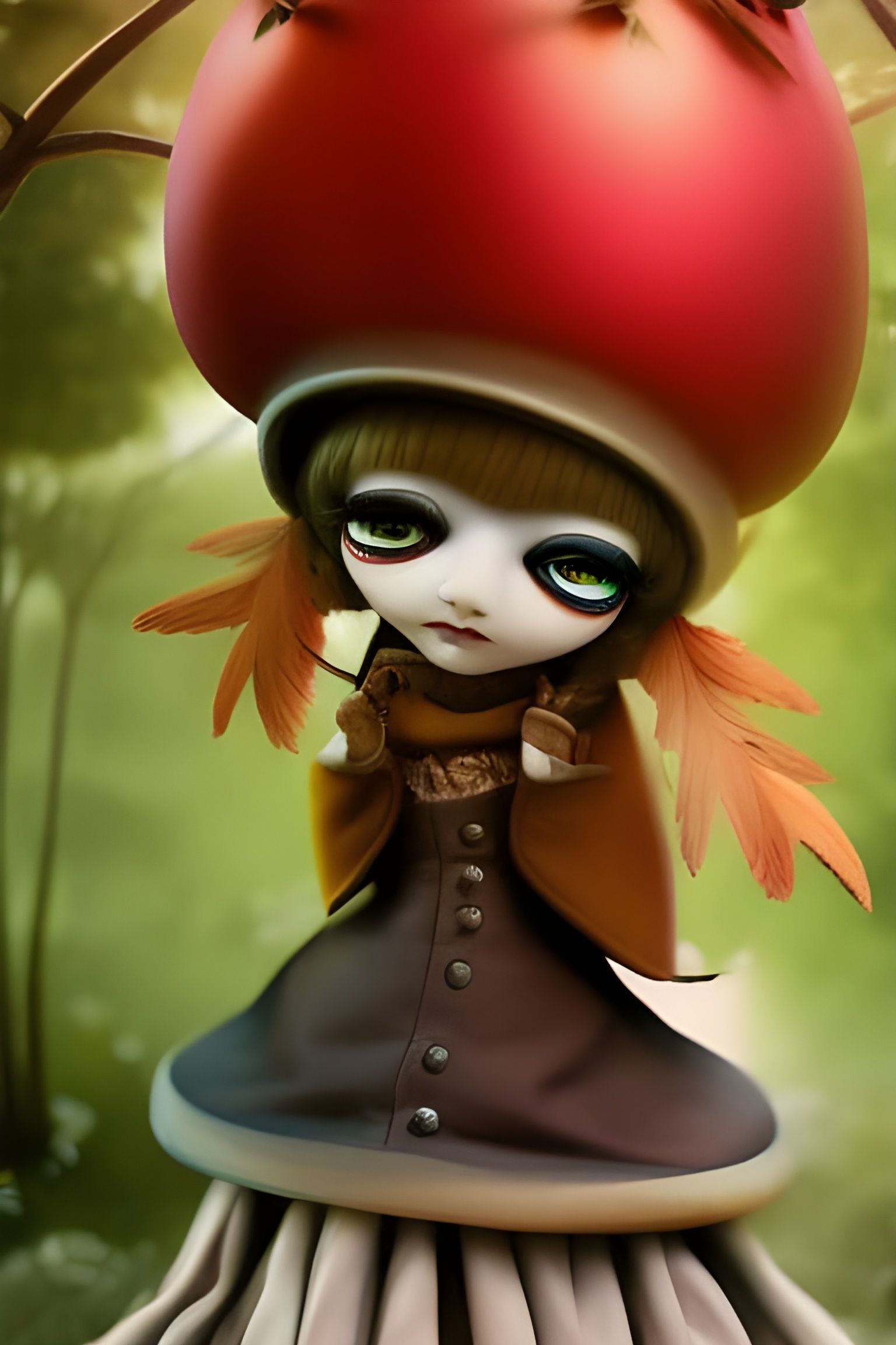 Anthropomorphic Apples in Fantasy Orchard Diorama