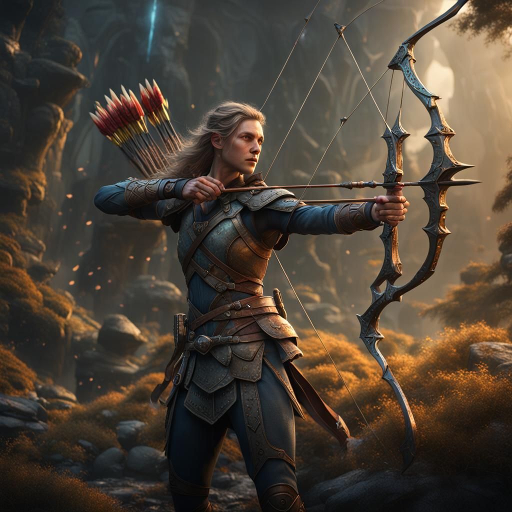 Detailed Matte Painting of Bow and Arrows