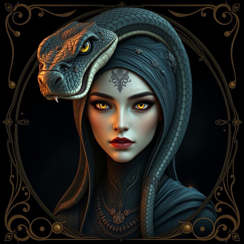 Mystical Witch Lady in Dark Fantasy Art