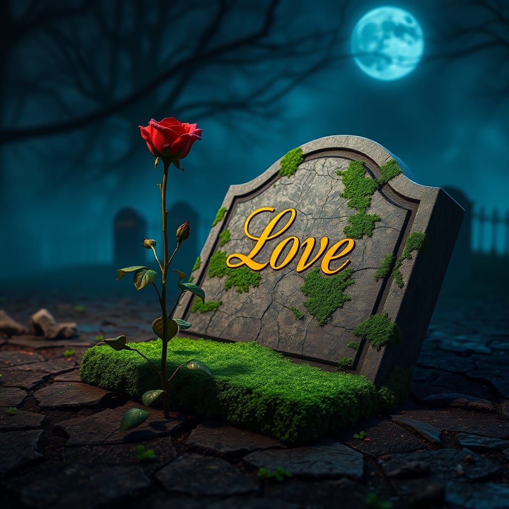 Dead Rose Blooms in Graveyard Fantasy Concept Art