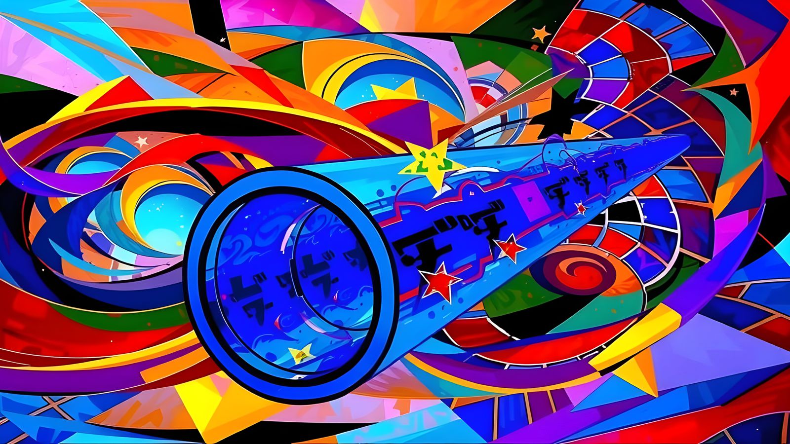 Reflective Cylinder Mirrored in Surreal Cosmic Impasto