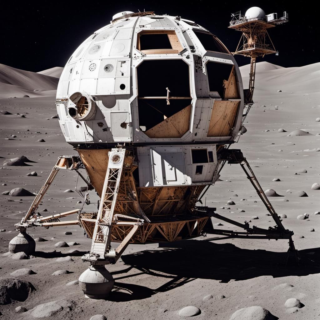 Abandoned Apollo Moon Lander on Lunar Surface