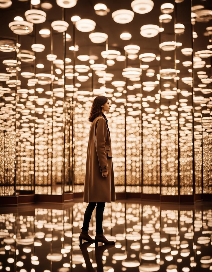 Infinite Reflections: Woman in Mirrored Room