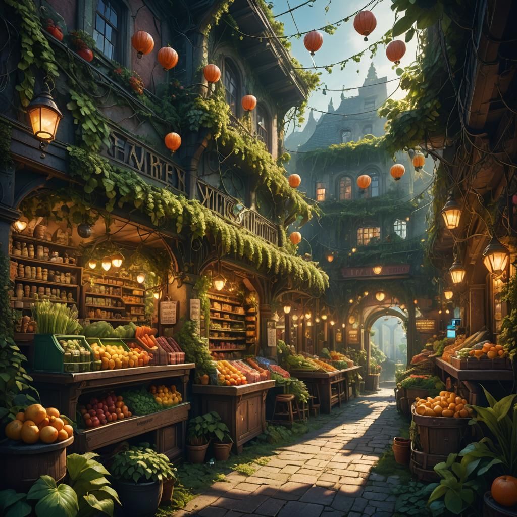 Mystical Grocery Store Concept Art in Unreal Engine