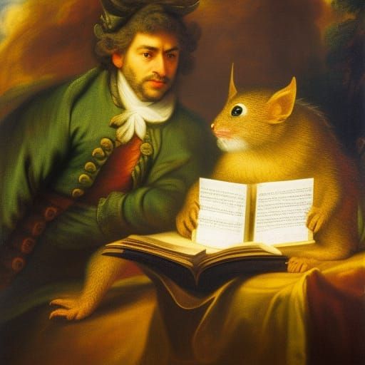 Giant Jupiterian Mousedragon Reads Marx in Space
