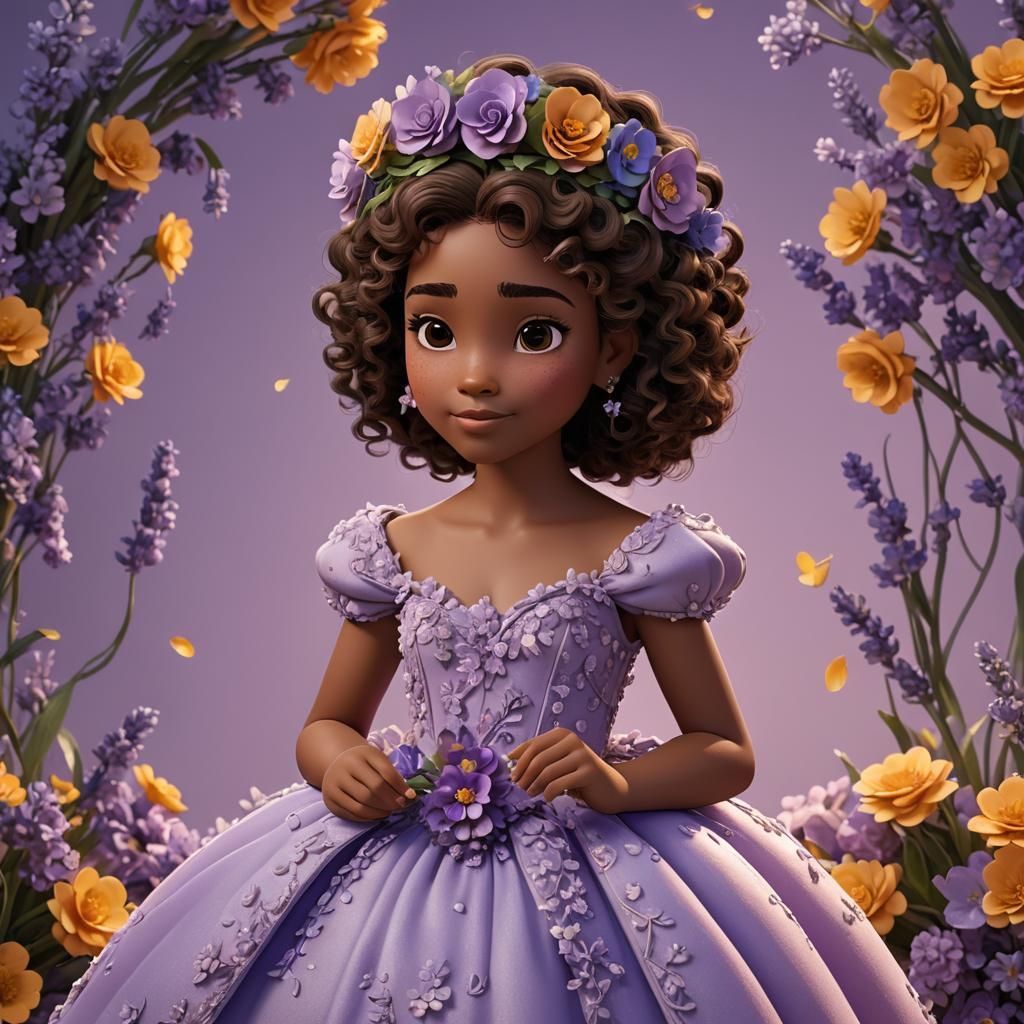 Girl in Lavender Gown: 3D Digital Art