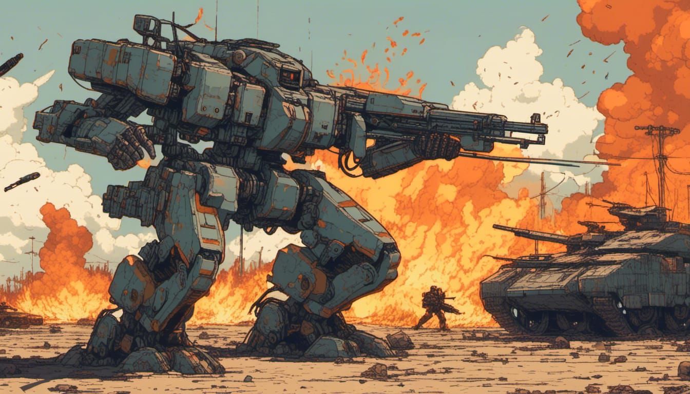 Metal Gear Mecha on Burning Battlefield