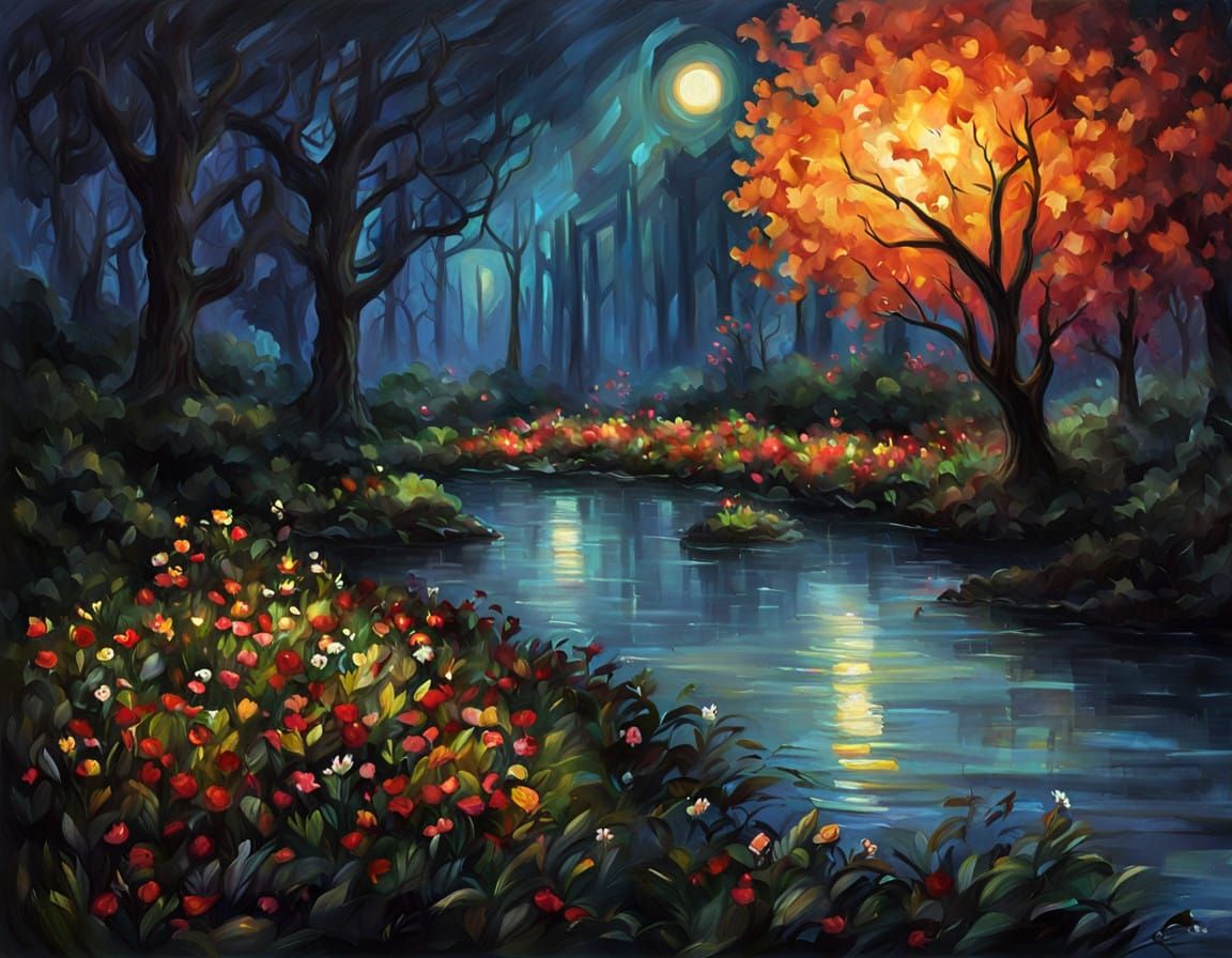 Ethereal Night Scene in a Rapturous Dream